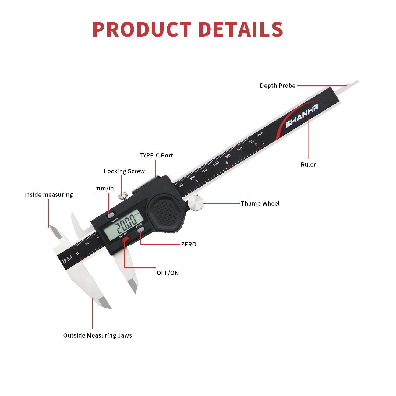 SHANHR IP54 Waterproof Digital - огляд і ціна Digital Caliper 150Mm Stainless Steel